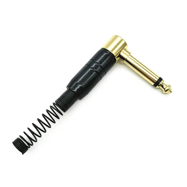Right Angle Jack 6.35MM Mono 6.3MM Male Connector Brass Gold Plated 1/4Inch Plug
