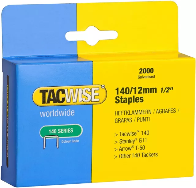 Tacwise Schwerlast Verzinkt Klammern - 140/12mm - Pack 2000