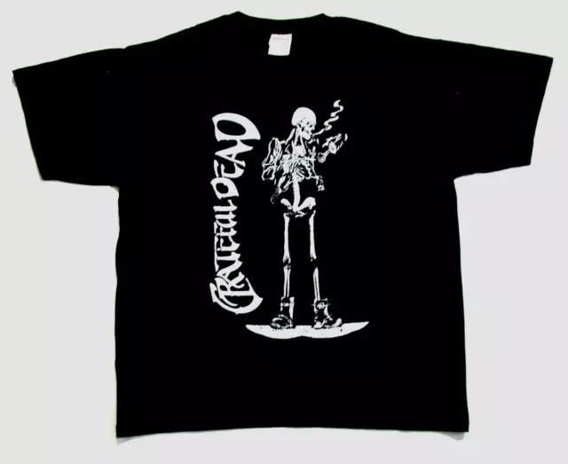Grateful Dead Shirt T Shirt GD Smoking Skeleton Motorcycle Jacket Boots 2000's L