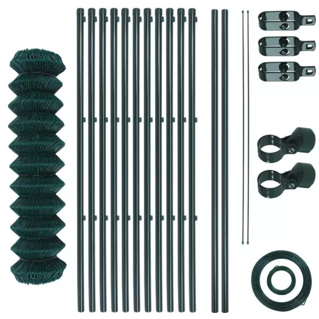 Maschendrahtzaunset Gartenzaunset 1,50x25 m Zaunset  Gartenzaun Komplettset grün