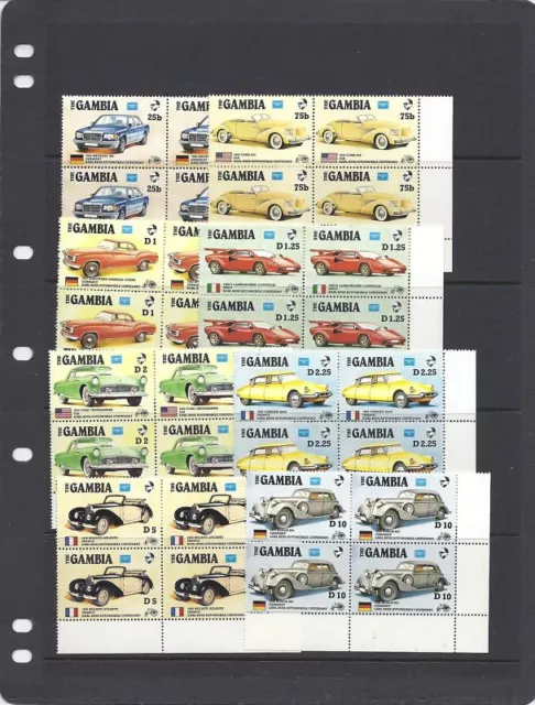 Gambie 1986 Automobiles Ensemble Complet Blks / 4 VF MNH