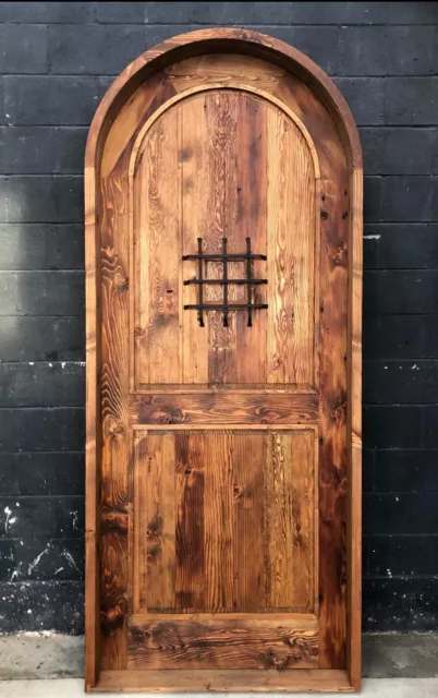 Rustic reclaimed lumber arched top door 40" X 97-1/2 story book winery speakeasy