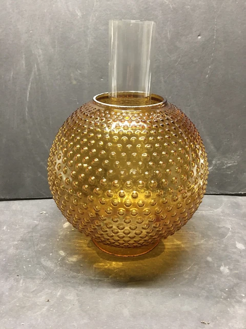 Vintage Amber Hobnail Open GWTW Glass Lamp Shade 3