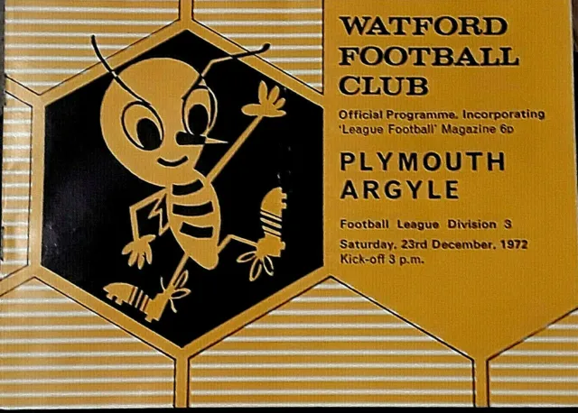 Watford v. Plymouth Argyle December 1972 Div. 3 Match Programme