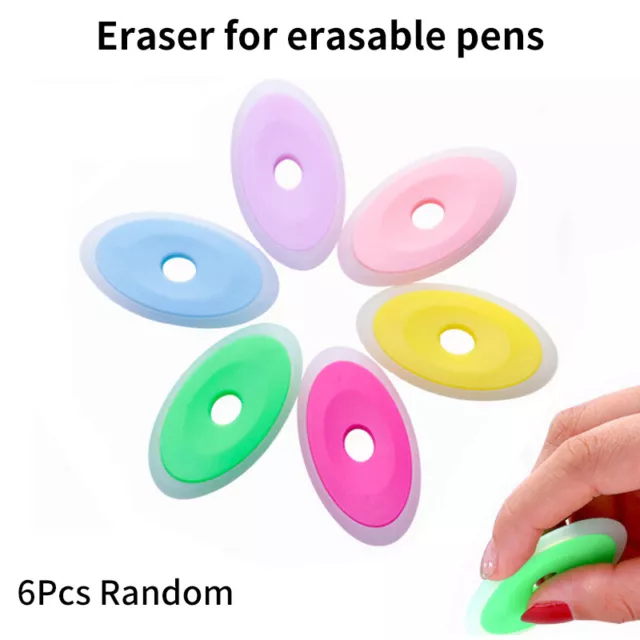 6pcs Neutral Erasable Pen Special Rubber Color Oval Eraser Supplies Stationery