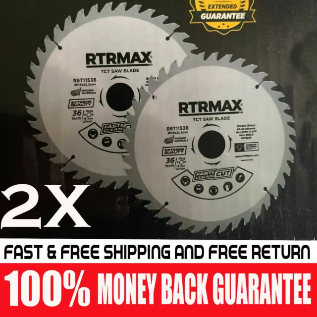 2 X 115mm x 36TCT Saw Blade for Wood and Plastic 4.5'' Circular Saw Cutting Disc