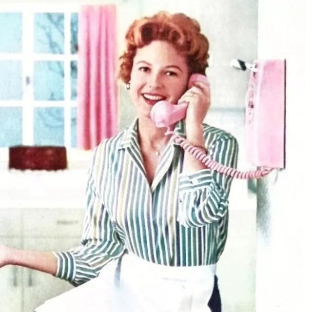 1959 Bell Telephone Kitchen Extension Phone Original Print Ad Busy Housewife