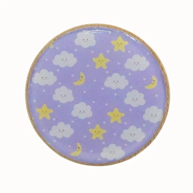 Wooden Wall Hook Coat Hook Handcrafted Wall Hanger Nursery Clouds Stars Purple