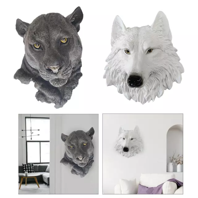 3D Animal Head Statue Art Crafts Wall Mounted Resin Nordic Wild Animals Head