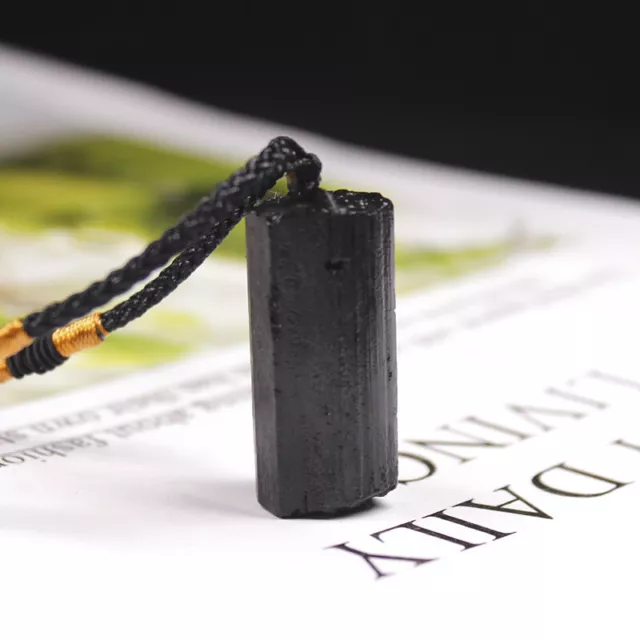 1X Natural Tourmaline Necklace Mineral Rock Chakra Quartz Crystal Stone Pendant