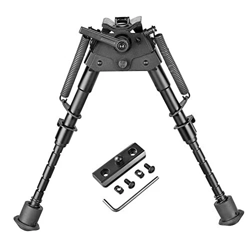 6-9 Inch Tactical Swivel Bipod Foldable Notched Legs Pivot Tilt with Podloc