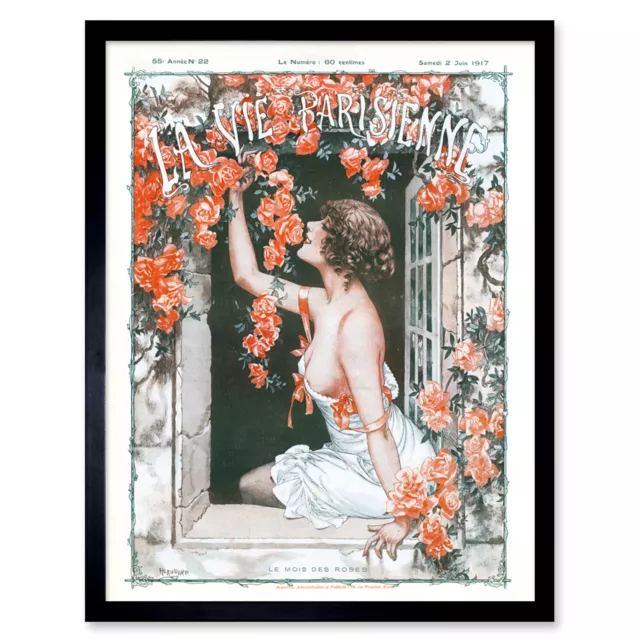 La Vie Parisienne Fensterrosen Blumen Magazin Cover Kunstdruck gerahmt 12x16