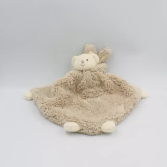 Doudou plat ours beige blanc déguisé en lapin BUKOWSKI - 21893