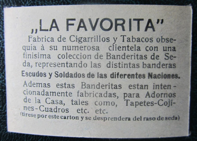 Cigarette Silks Card Ww1 Russia military La Favorita Soldiers Flag ORIGINAL BACK 2