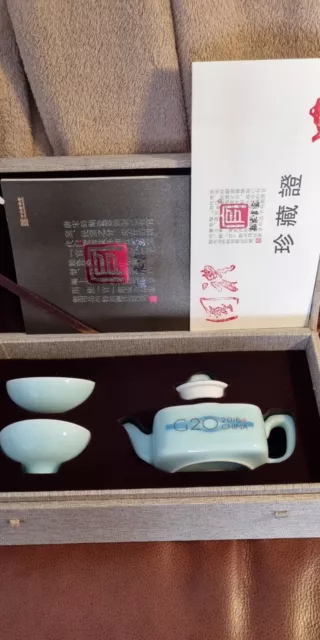 G20 2016 Chinese Tea Pot and Cups Boxed