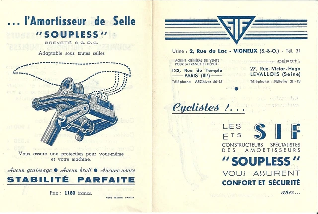 Lot De 5 Publicités Cyclisme Vélo Des Années 1950 – Prospectus Vintage Origine France