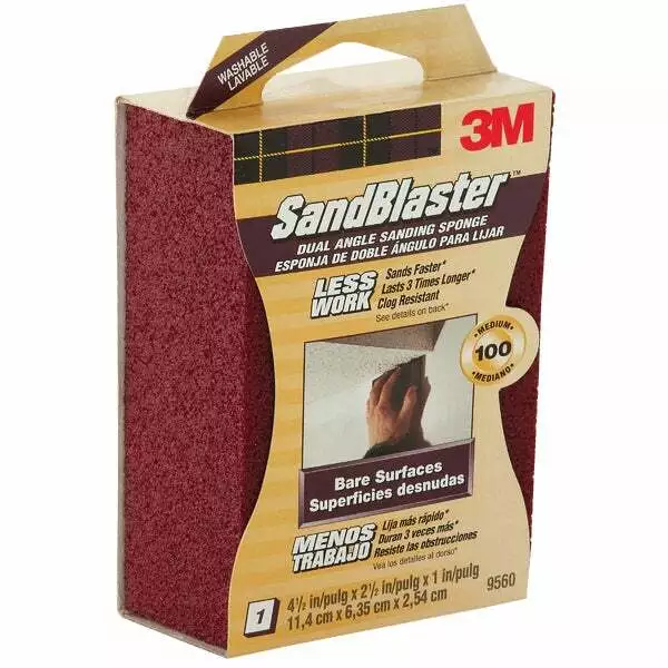 (3)-3M SandBlaster Dual Angle 2-1/2" x 4-1/2" x 1" 100 Grit Medium Sanding