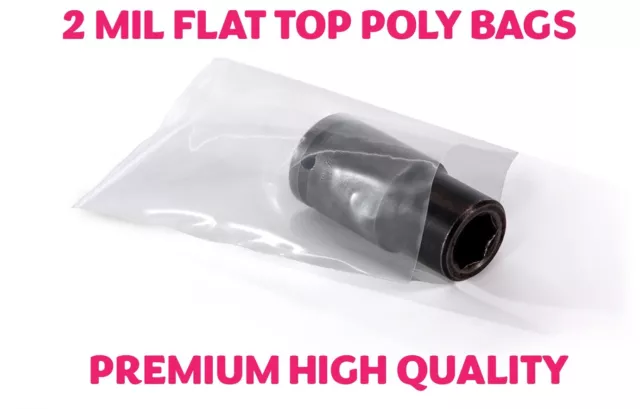 100 Pack Multiple Sizes Clear Poly Bags 2Mil Flat Open Top Plastic Packaging