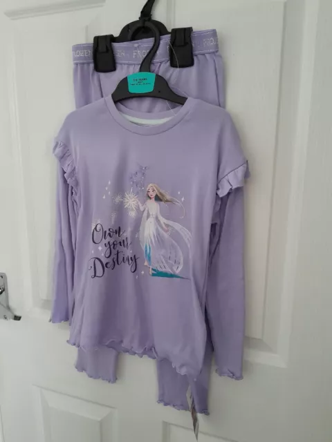 Girls Lilac Frozen Pyjama Set Age 5-6 From Marks And Spencer BNWT