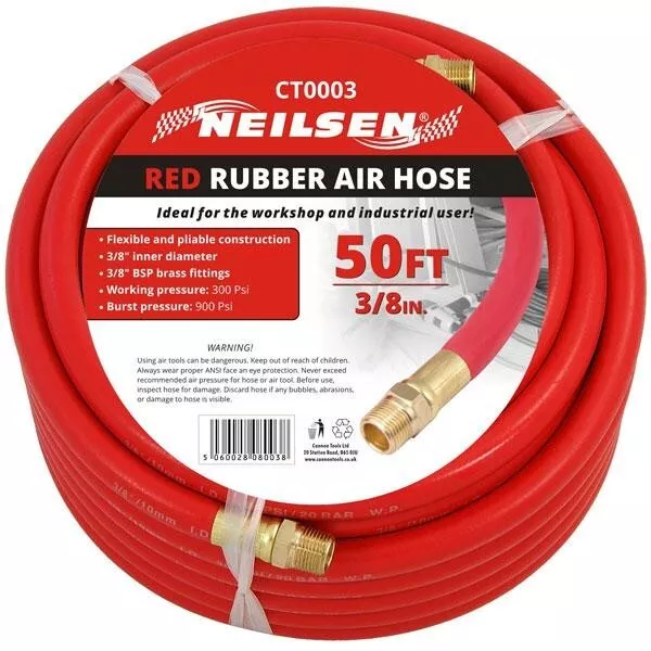 3/8" inch 50ft Rubber Air Hose Line 50ft For Air Compressor flexible ct0003