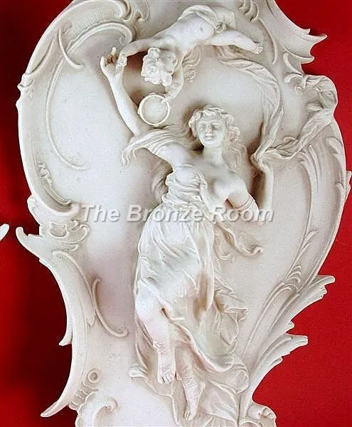 Meissen Style Marble Cherub Wall Plaques - Made In England 2