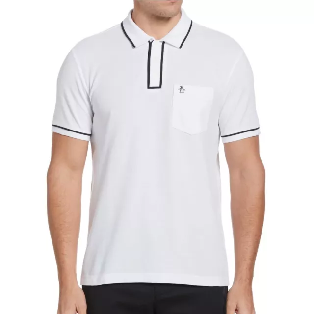 Original Penguin Men's Short Sleeve The Earl Polo Pique Cotton Logo Shirt White