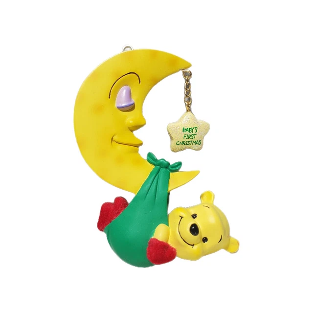 DISNEY WINNIE THE Pooh Baby's First Christmas Ornament Moon & Stars No