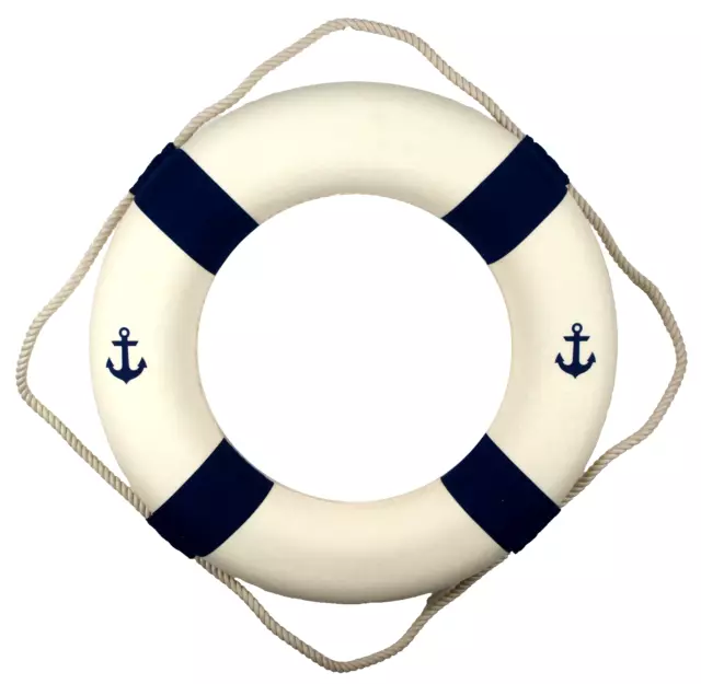 Deko Rettungsring Ø 50 cm Blau/Weiß - Anker - maritime Dekoration