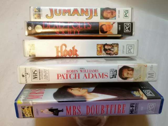 ROBIN WILLIAMS 5 Movies Patch Adams Jumanji Hook Mrs Doubtfire Dead Poet Society