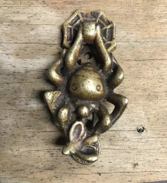 Vintage  Bronze Spider Catching Fly Spider Web Door Knocker rare design