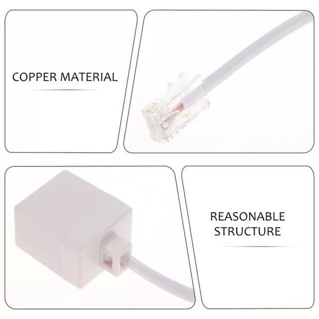 2 Pcs Convertisseur De Prise Rj11 Rj45 À Téléphone (s Adaptateur 3