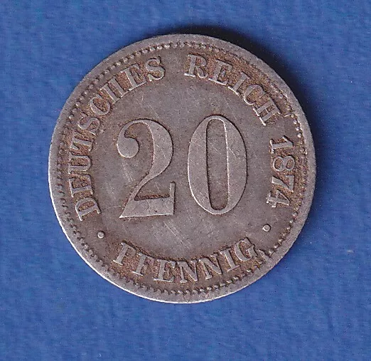 Deutsches Kaiserreich Silber-Kursmünze 20 Pfennig 1874 A vz