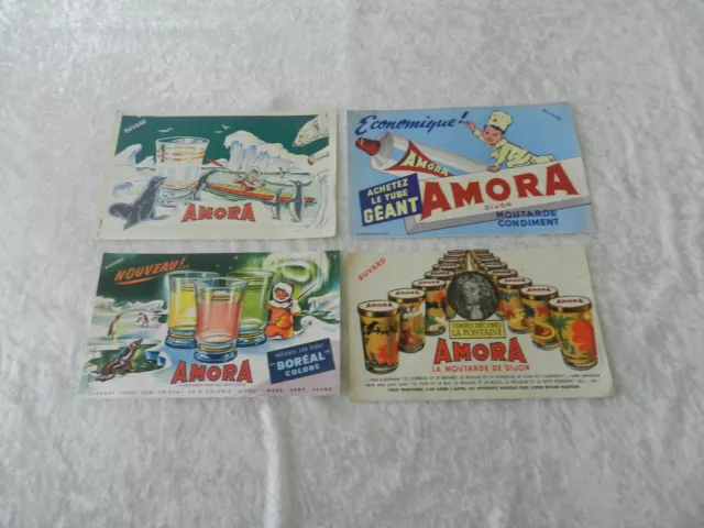 Lot objet publicitaire ancien buvard moutarde AMORA