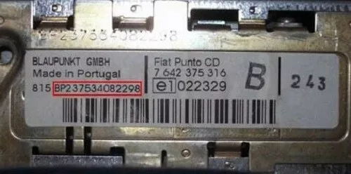 Fiat PUNTO Radio CODE - Blaupunkt Radio Code Unlock