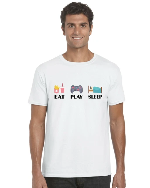 Eat Play Sleep Adults T-Shirt Funny Gaming Gamer Tee Top Men Women