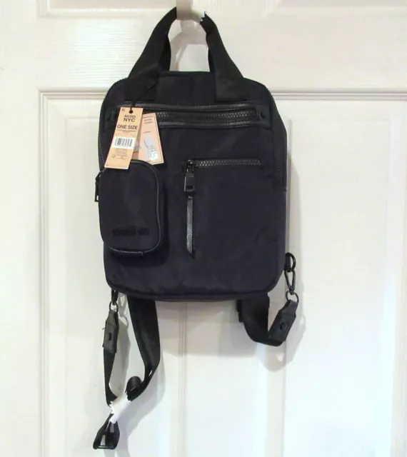 STEVE MADDEN~BLACK Convertible BACKPACK~NWT Multi-Pocket LOGO Crossbody Bag