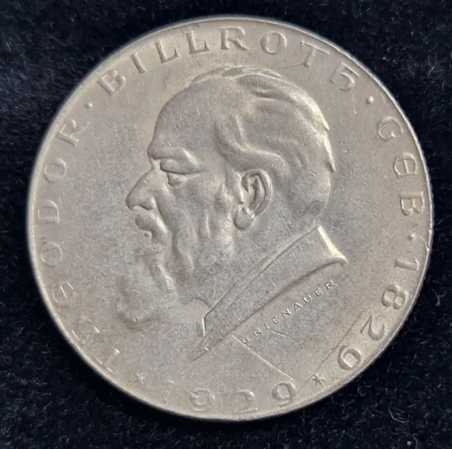 2 Schilling, Österreich 1929, Theodor Billroth