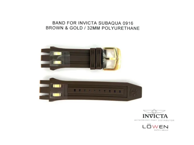 Authentic Invicta Subaqua 0916 Brown & Gold Polyurethane 32mm Watch Band