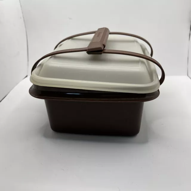 Vintage Tupperware Ice Cream Keeper Freeze N Save Container with Lid Brown 1254 2