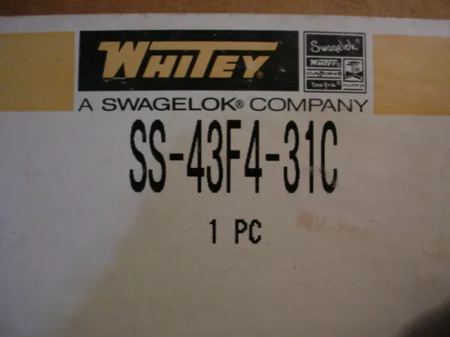 Whitey SS43F4-31C air-op valve. 1/4"npt 2-way normally closed Stainless 3000 psi 2