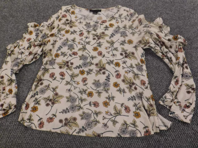 Sanctuary Womens Blouse Small beige floral pullover top