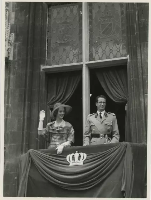 Belgique, la Reine Fabiola et le Roi Baudouin  Vintage silver Print   Tirage