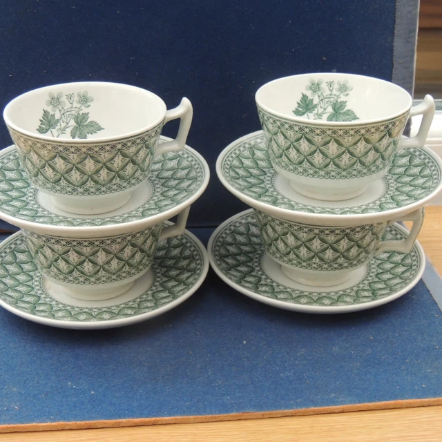 4 tazze e piattini al geranio verde spode