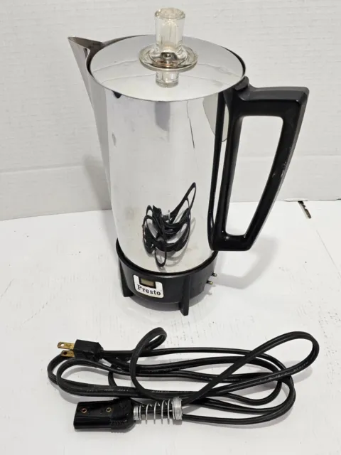 Presto Super Speed Coffee Maker Percolator PK 01B, 2 Glass Lid Knobs, WORKS