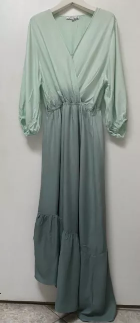 Young Fabulous And Broke Ombré Green Maxi With Long Sleeve Size L