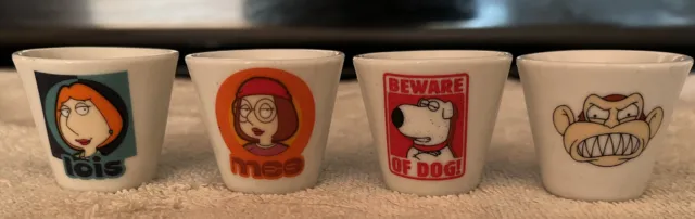 Family Guy LOIS, Meg, Brian, Evil Monkey,  4 Miniature Porcelain Shot Cups 2005