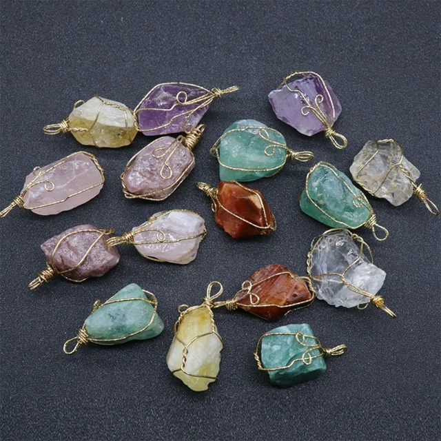 Natural Gemstone Necklace Chakra Stone Pendant Energy Healing Crystal with Chain 3