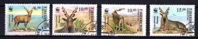 Animali Cervi Uzbekistan 1995 (24) Yvert N° 61AA A 61AD Timbrati