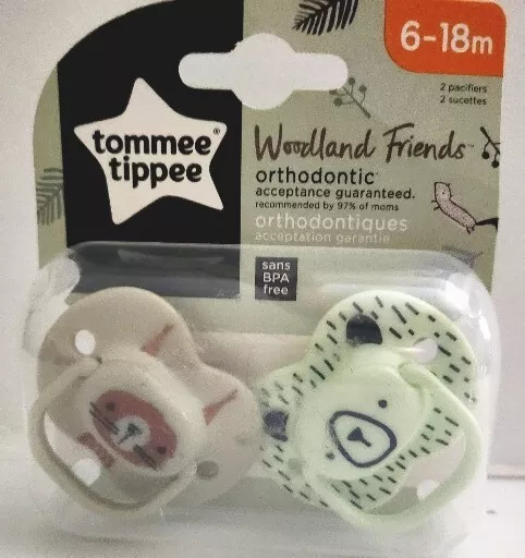 Tommee Tippee Woodland Friends Orthodontic Pacifier 6-18m, Squirrel, Bear