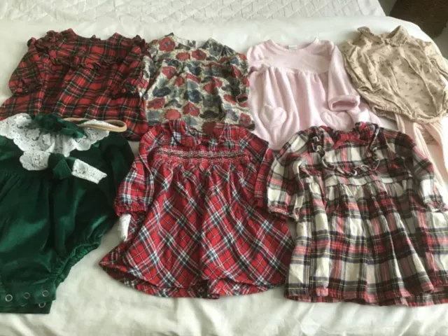 Baby Girl 7 x Dress/Suit Bundle 9-12 Months - NEXT, George, H&M, Liberty Etc